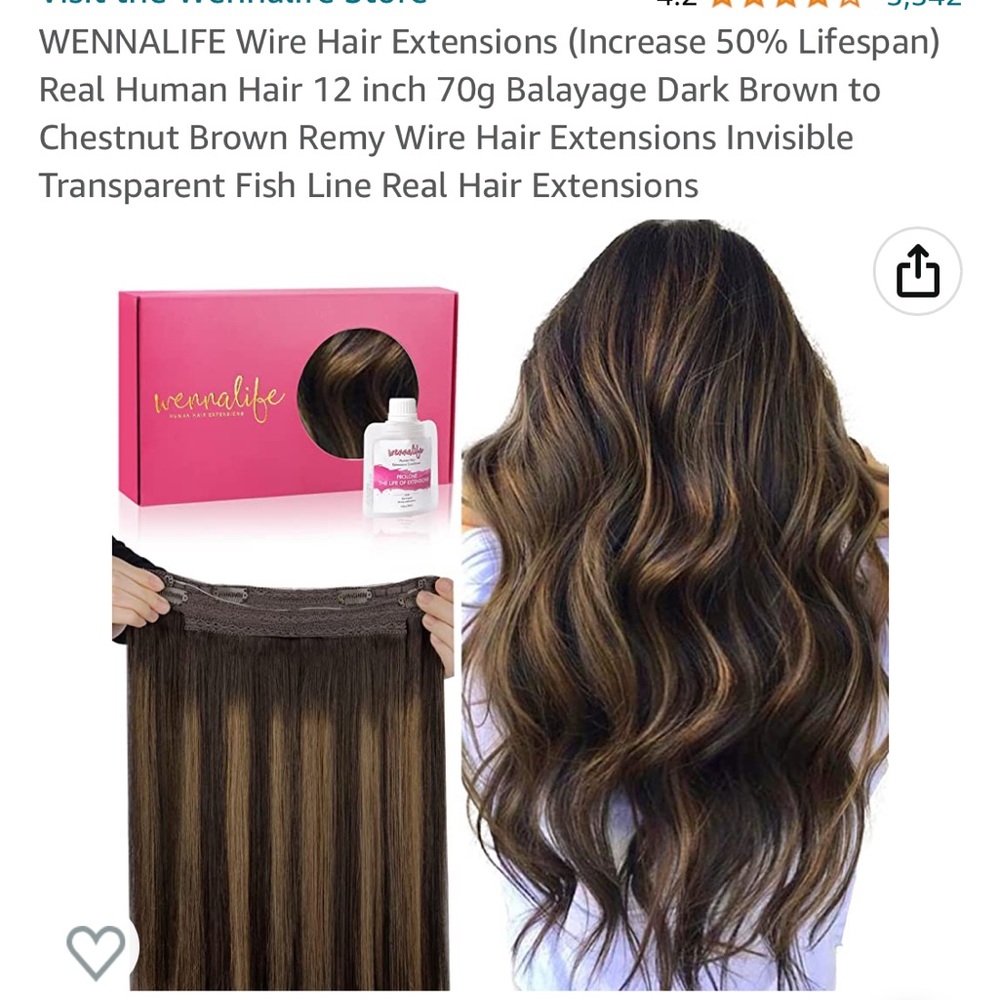 Wennalife Balayage Brown Remy 12 inch Hair Halo Extensions